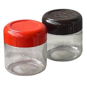 Vintage Heller Designs Glass Canisters - Set of 2 (Orange & Brown) - MCM 1970s